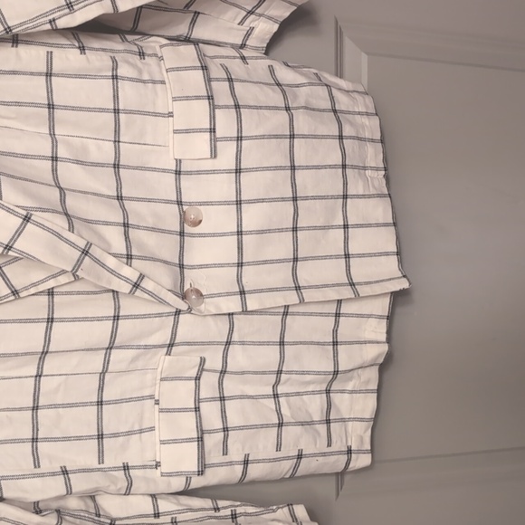 NWOT Asos Cotton and Linen White Grid Oversized Blazer - Picture 10 of 14